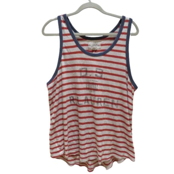VINTAGE DENIM & SUPPLY RALPH LAUREN American Flag Slub Cotton Tank Top Y2K Sz M - Picture 1 of 13